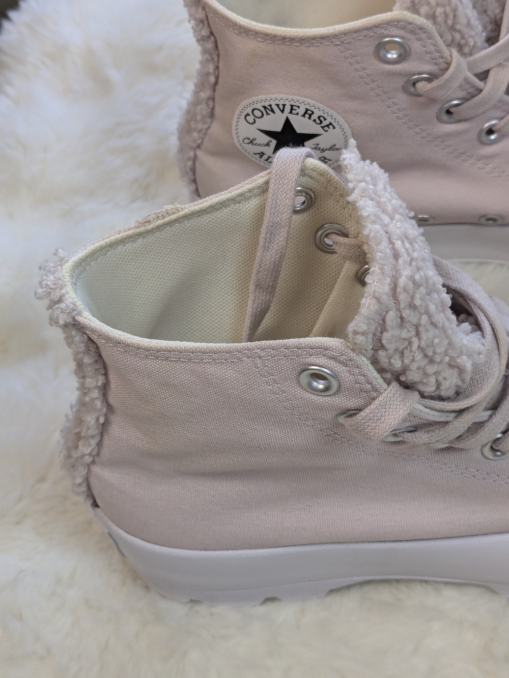 Converse Chuck Taylor All Star Lift Lug Sherpa High Top Pink Women’s 8.5 - Picture 5 of 11